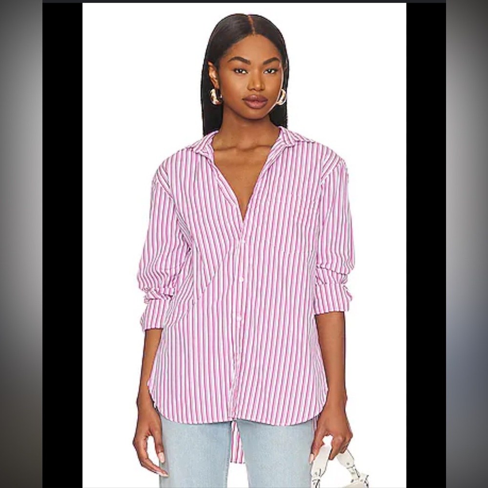 Frank & Eileen Shirt Women’s Joedy 100% Cotton Stripe XS Italy Made Oversized - Picture 4 of 11